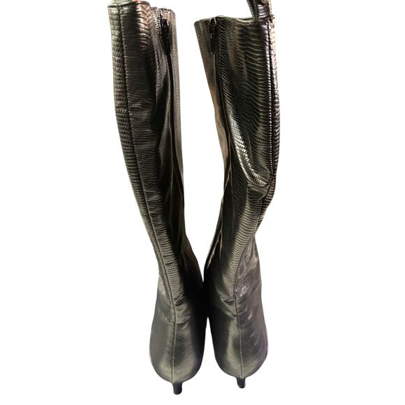 French Connection FC_DARCYS Black Vegan Leather Knee High Kitten Heel  Size 7.5 - Picture 4 of 7